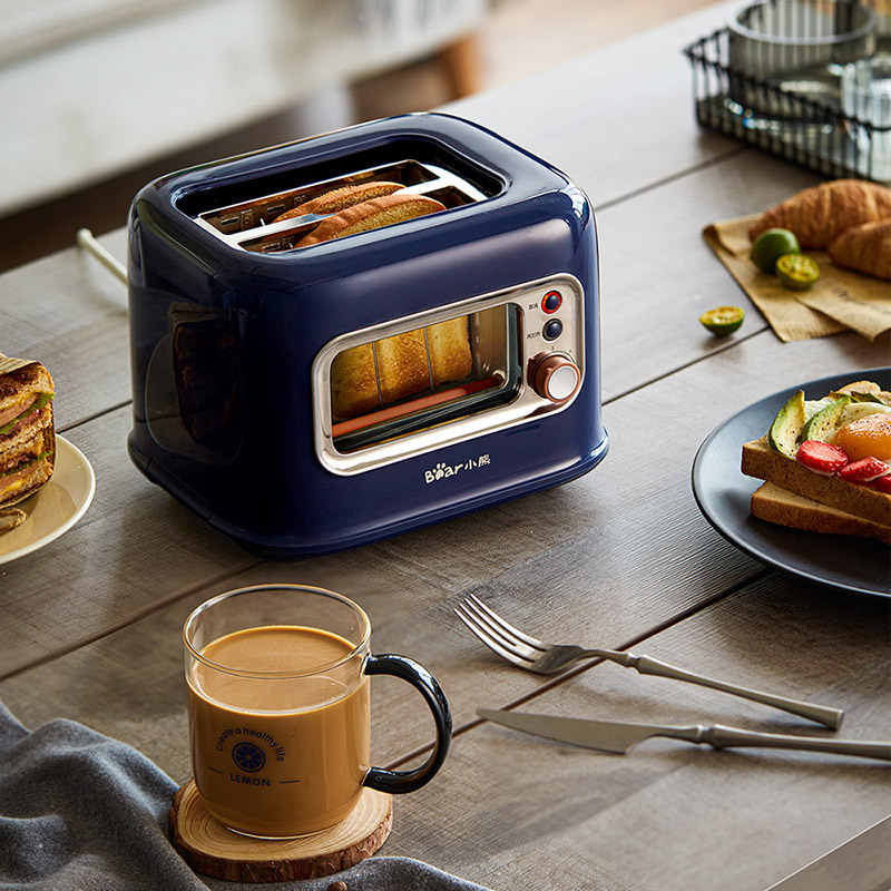 រន្ធដោតធំទូលាយ 2 Slice Toaster ជាមួយនឹងបង្អួចដែលមើលឃើញ 