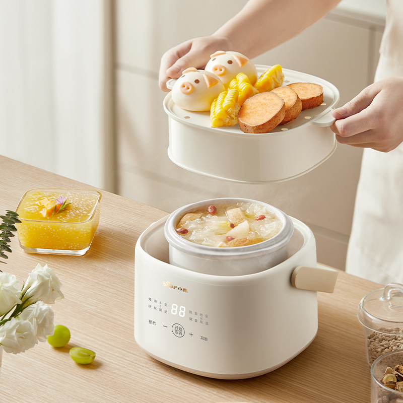 1L Mini Electric Stew Pot ជាមួយនឹងការរចនាចំណុចទាញប្រកបដោយភាពច្នៃប្រឌិត