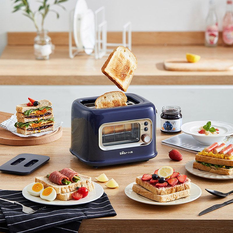 រន្ធដោតធំទូលាយ 2 Slice Toaster ជាមួយនឹងបង្អួចដែលមើលឃើញ 