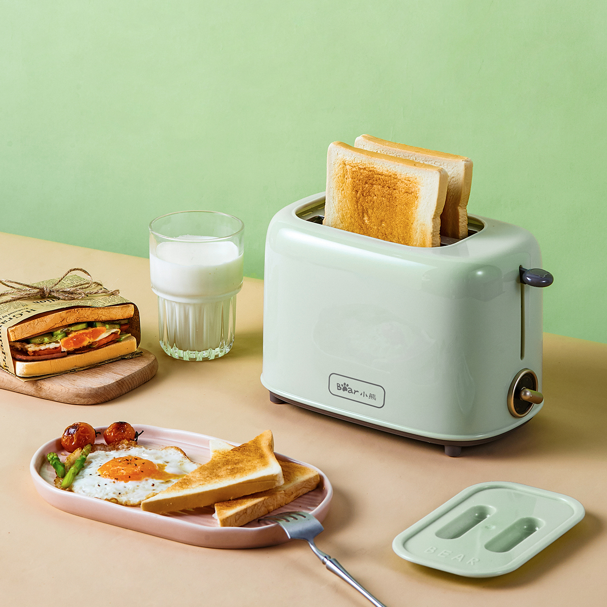 Bear Stainless Steel 2 Slice Retro Toaster